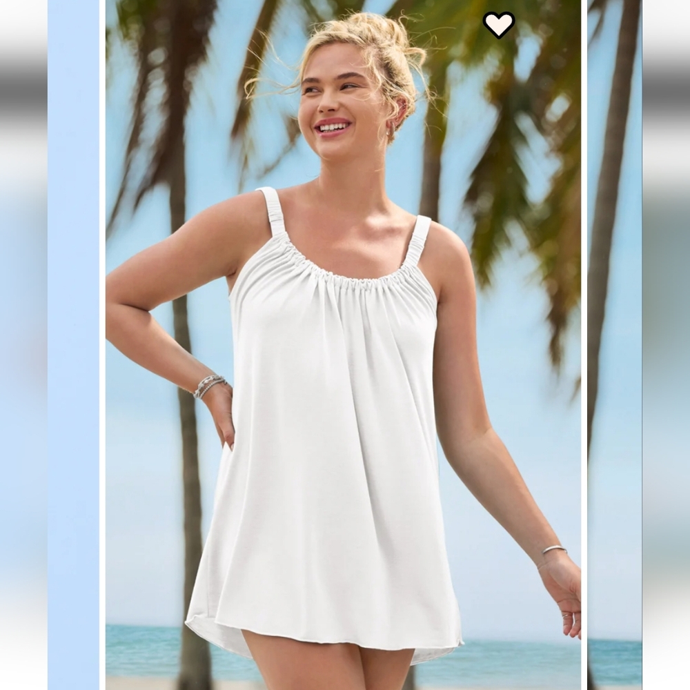 VENUS Gathered Neckline Swim Cover Up Large